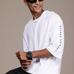 WROGN Drop-Shoulder Sleeves Pure Cotton Oversized T-shirt-image-44