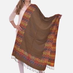 BAISA Woven Design Aztec Border Reversible Acrylic Shawl-picture-40