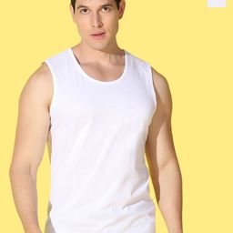 WOOSTRO Pack Of 2 Printed Combed Cotton Gym Vests VWS26(ENJOY WHITE)(PLAIN WHITE)-image-108