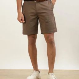 Andamen Brown Cotton Regular Fit Shorts-image-23
