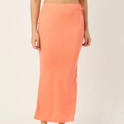 Ms.Lingies Peach Plain Saree Shapewear-34