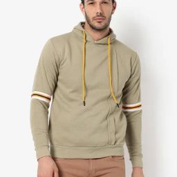 Campus Sutra Beige Cotton Regular Fit Hooded Sweatshirt-picture-38