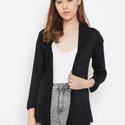 Rute Women Black Solid Open Front Shrug-17
