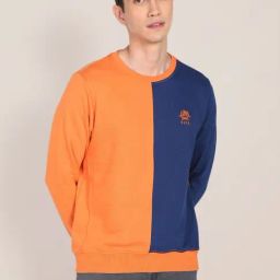 U.S. Polo Assn. Orange Cotton Regular Fit Colour Block Sweatshirt-40