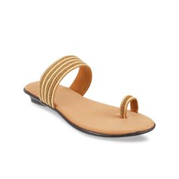 WALKWAY by Metro Women Gold-Toned Striped One Toe Flats-58