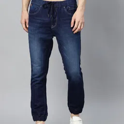 WROGN Men Navy Blue Jogger Mid-Rise Clean Look Stretchable Jeans-image-86