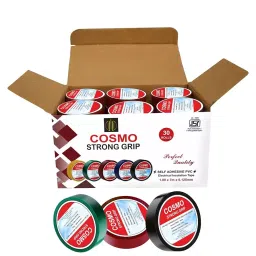 FORUS 18 mm x 7 m Cosmo ISI Marked Adhesive PVC Electrical Insulation Tape Red, Black, Green (Pack of 30)-image-91
