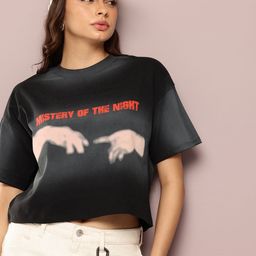 Kook N Keech Marvel Oversized Fit Graphic Printed Cropped Pure Cotton T-shirt-image-45