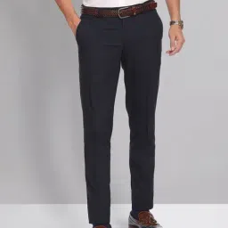 AD by Arvind Navy Slim Fit Flat Front Trousers-image-61