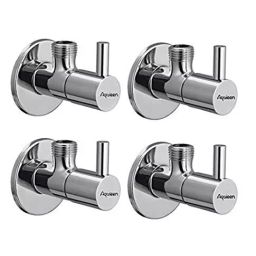 Aquieen Mini Flora Brass Silver Angle Stop Valve Pack of 4 Piece-image-47