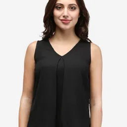 V&M Black & rifle green Crepe Top-image-92