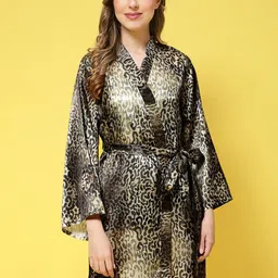 Claura Printed Silk Satin Bath Robe-image-27
