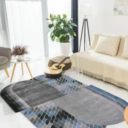 saraswatii global Put In Palace Grey & Blue Printed Tufted Woollen Carpet-74