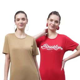 Vimal Jonney Beige & Red Cotton Graphic Print T-Shirt (Pack Of 2)-15