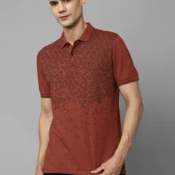 Allen Solly Maroon Regular Fit Printed Polo T-Shirt-image-3
