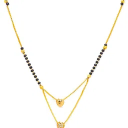 Digital Dress Room Gold-Plated White Stone-Studded & Black Beaded Mangalsutra-image-10