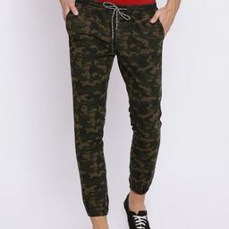 Basics Men Green Tapered Fit Printed Joggers-image-73