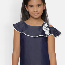 Peppermint Girls Navy Blue Soild High-Low Top-image-41