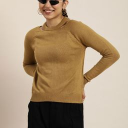 HERE&NOW Solid Cut-out Detail Pullover Sweater-picture-12