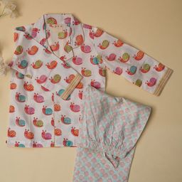 ADYA Kids Printed Lapel Collar Long Sleeves Pure Cotton Night suit-picture-24