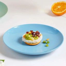 Nestasia Glossy Blue Fine Ceramic Round Snack Plate, Microwave-Safe, 8-inch-image-16