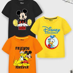 YK Disney Boys Pack of 3 Printed Applique T-shirt-image-44