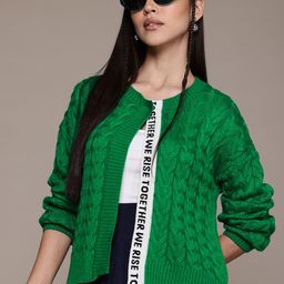 The Roadster Lifestyle Co. Cable Knit Front-Open Cardigan-image-20