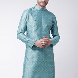 DEYANN Men Blue Woven Design Straight Kurta-39