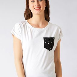 Miss Chase Women White & Black Printed Round Neck T-shirt-image-78