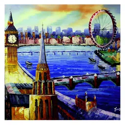 Inephos Blue And Yellow City Printed Canvas Wall Art-14