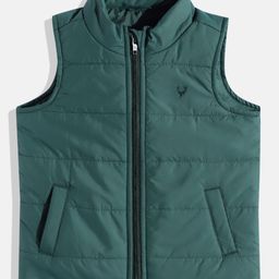 Allen Solly Junior Boys Green Solid Padded Jacket-image-100