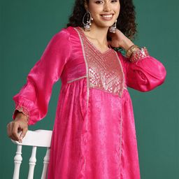 Sangria Sheen Finish Sequin Embellished Velvet A-Line Kurta Set-picture-39
