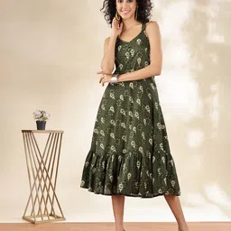 Anouk Women Printed Fit & Flare Midi Dress-image-58