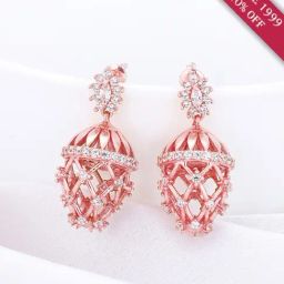 GIVA Love is Everywhere 92.5 Sterling Silver Chandelier Jhumki Earrings in Rose Gold-Plating-image-26