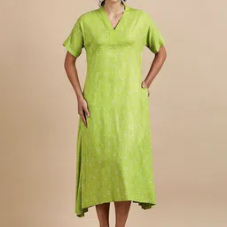 BLACK & BLAH BLAH Printed A-Line Midi Ethnic Dress-image-93