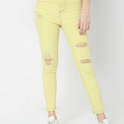 Vero Moda Women Green Skinny Fit High-Rise Slash Knee Jeans-image-8