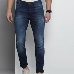The Indian Garage Co Men Blue Slim Fit Low Distress Light Fade Stretchable Jeans-image-72