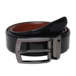 Teakwood Leathers Black & Tan Leather Formal Reversible Belt-image-57