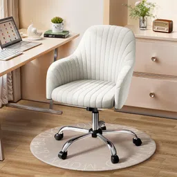 Oakcraft White Striped Velvet Study Chair-image-72