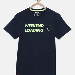 3PIN Boys Navy Blue Printed Round Neck T-shirt-image-90