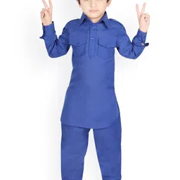 SG YUVRAJ Boys Blue Solid Kurta with Pyjamas-image-45
