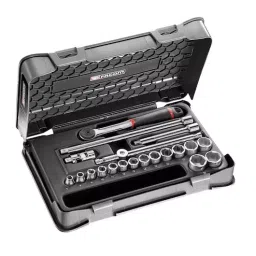 FACOM 3/8 inch Standard Socket Set With Ratchet 6-Point, J.161-3P6 (Set of 20)-17