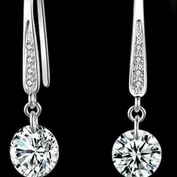 Bling Queen Silver-Plated Cubic Zirconia Stone-Studded Drop Earrings-0