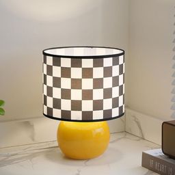 Ekhasa White Printed Glass Cylindrical Shaped Table Lamp-41