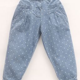 Babyhug Denim Full Length Jeans Polka Dot Print - Blue-image-16