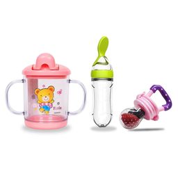 Chinmay Kids Straw Feeding Sipper Anti Spill for Kids Fruit Feeder And Soother - Made of Food-Grade Material, 100% free of BPA  (Pink-Green-Pink)-image-61