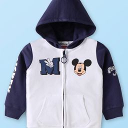 Babyhug Disney Terry Knit Full Sleeves Mickey Mouse Printed Hooded Sweatjacket with Kangaroo Pockets - Navy Blue-image-29