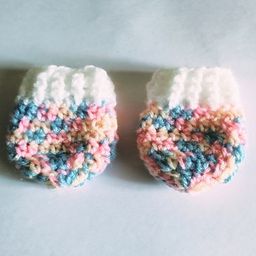 Knits & Knots Woollen Blend Abstract Design Handmade Mittens - Multi Colour & White-image-0