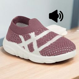 Lil Lollipop Abstract Designed & Mesh Detailed Slip On Musical Shoes - Mauve-image-58