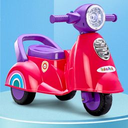 Babyhug Speedy Manual Push Ride On Scooter with Under Seat Storage LED Light & Music - Dark Pink-8